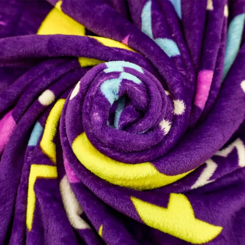 Moon & Stars Purple Plush Throw Blanket