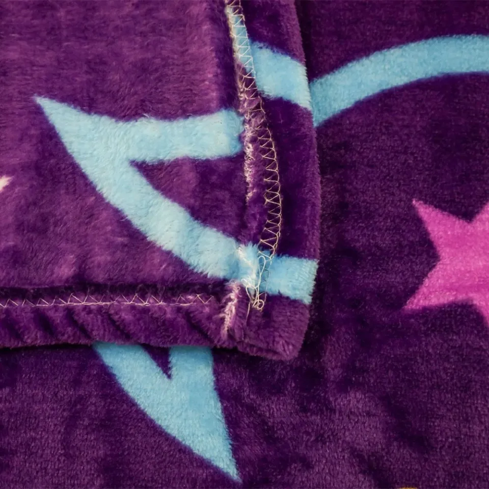 Moon & Stars Purple Plush Throw Blanket