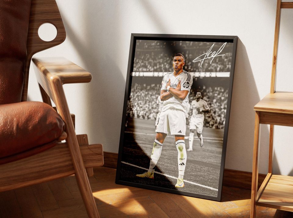 Kylian Mbappe Signed Football Poster