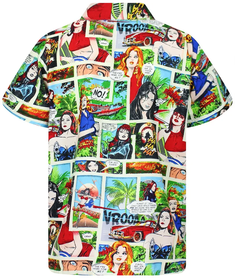 Funky Hawaiian Shirt Comic Superheroes
