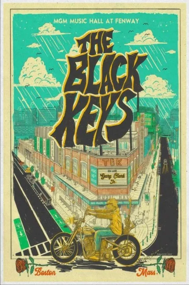 The Black Keys Tour 2025 Poster MGM Music Hall at Fenway Boston MA