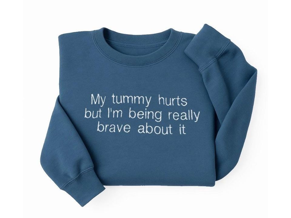 Embroidered My Tummy Hurts Crewneck Sweatshirt - Funny Pullover