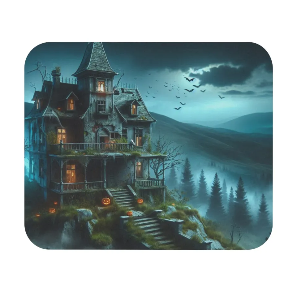 Halloween House on the Hill Mouse Pad, Rectangle