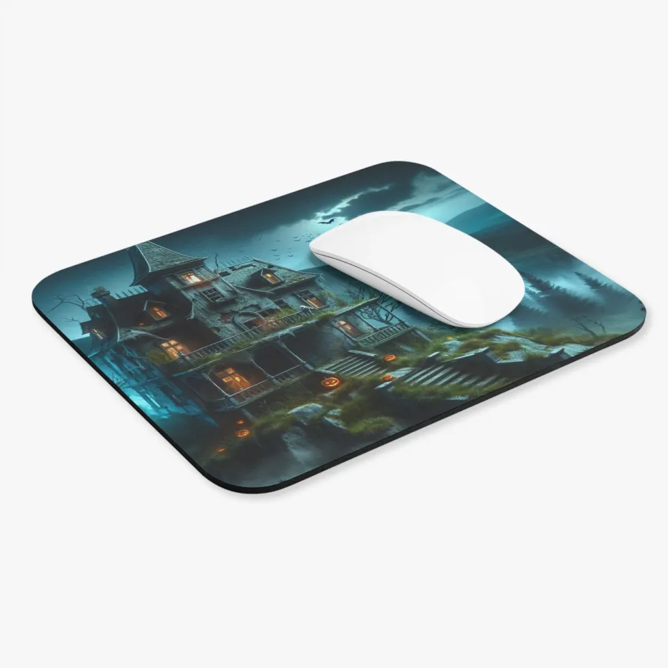 Halloween House on the Hill Mouse Pad, Rectangle