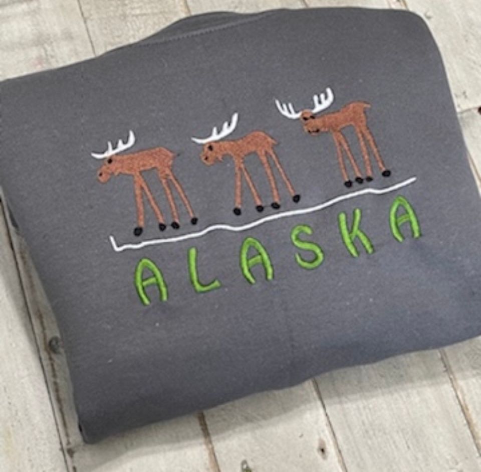 Alaska Moose Embroidered Crewneck Sweatshirt