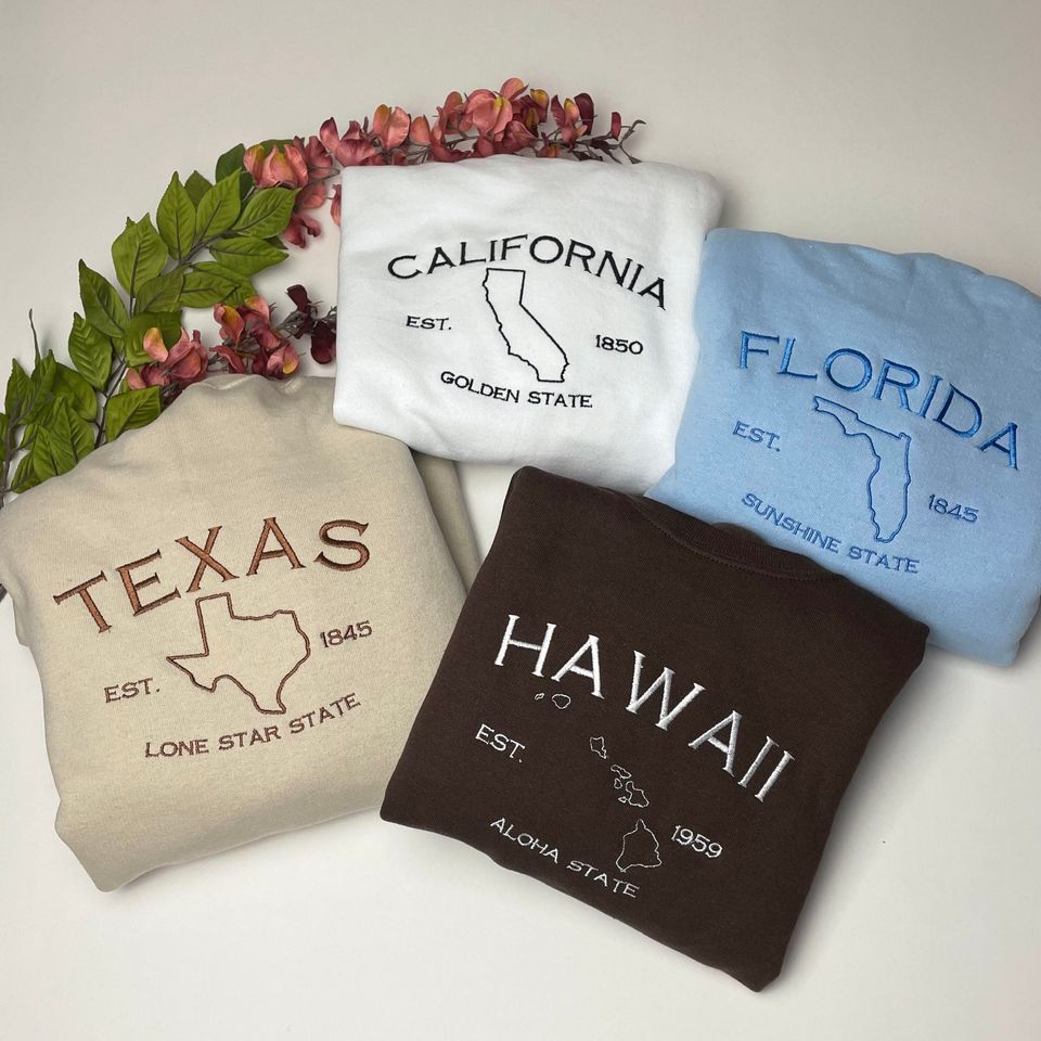 California Embroidered Sweatshirt with State Map