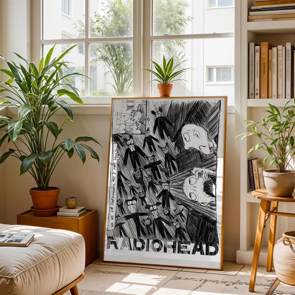 Radiohead Scribble Art Print: Minimalist Indie Rock