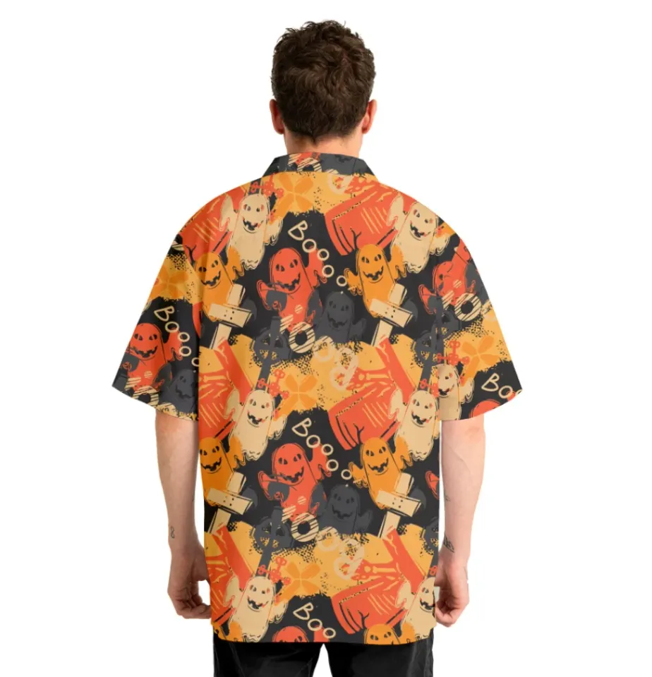 Funny Ghost Boo Halloween Abstract Seamless Pattern Hawaiian Shirt