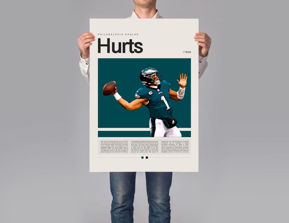 Jalen Hurts Poster, football Poster, Sports Poster, Modern Sports Art, football Gifts, Super Bowl Poster, American Football Poster