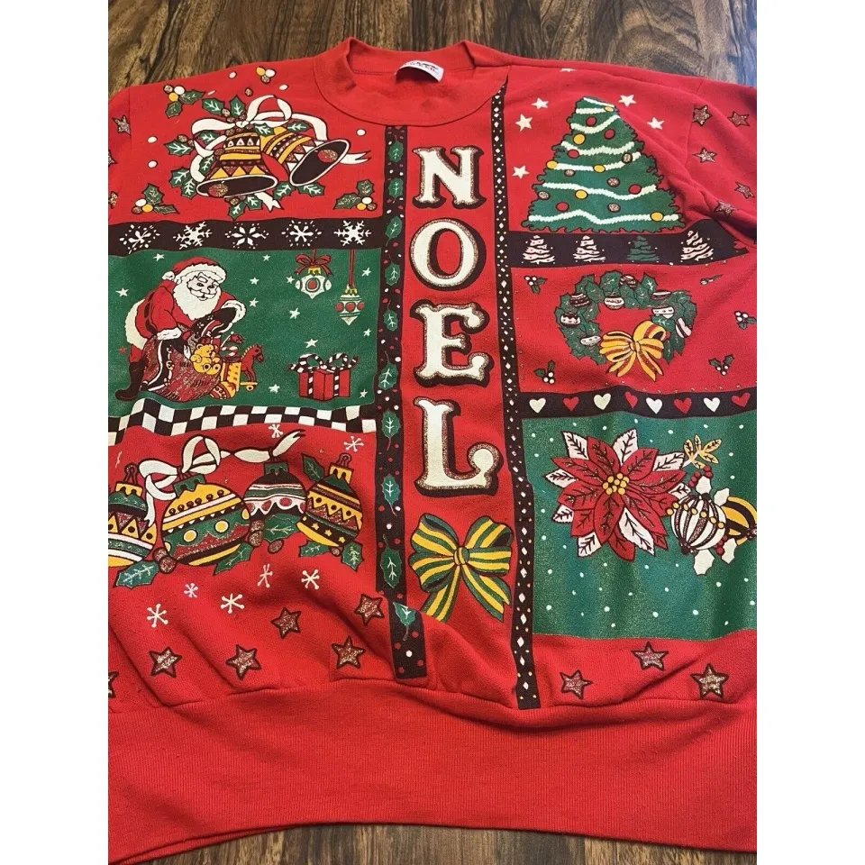 Vtg Nutcracker Red Sweatshirt Womens Sz M Ugly Christmas Sweater Holiday