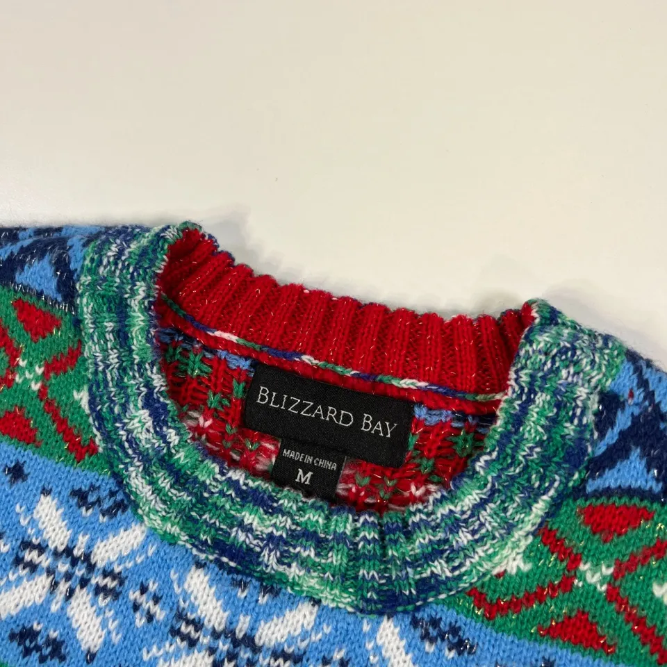 Blizzard Bay Ugly Christmas Sweater Mens Medium Multicolor Knit Ho Ho Ho