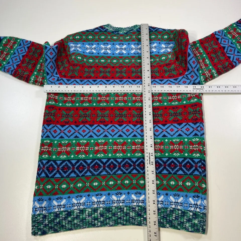 Blizzard Bay Ugly Christmas Sweater Mens Medium Multicolor Knit Ho Ho Ho