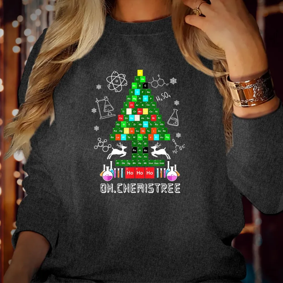Chemistree Science Nerd Geek Periodic Table Christmas Sweatshirt