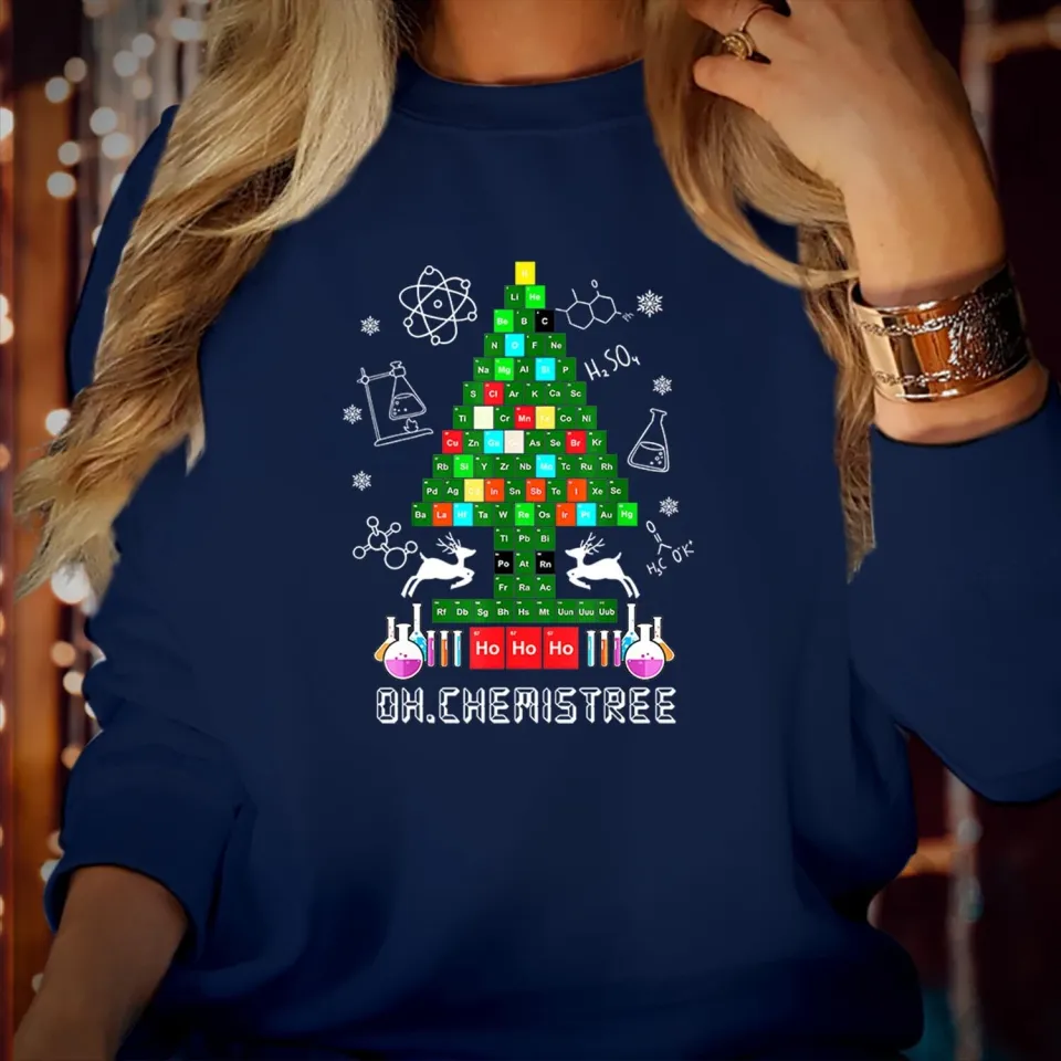 Chemistree Science Nerd Geek Periodic Table Christmas Sweatshirt