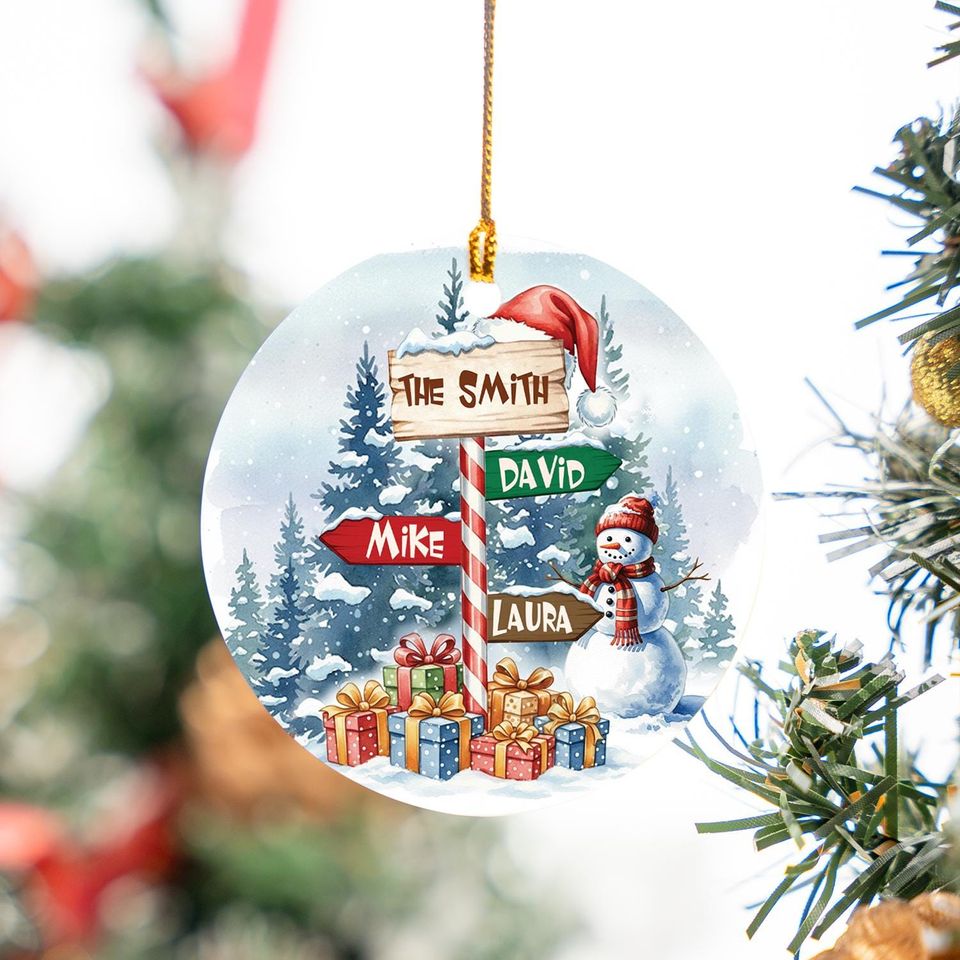 Custom Family Name Ornament, Christmas 2025, North Pole, Xmas Tree Ornament