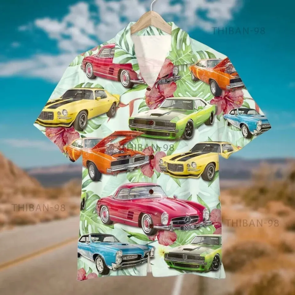Car Hawaiian Button Down Shirt