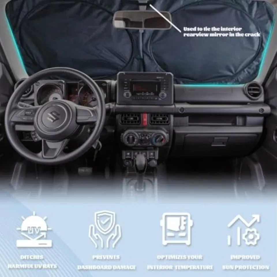 Car Front Window Sun Shield Cool Cartoon Halloween 59"L x 31.5"W Funny Zombie