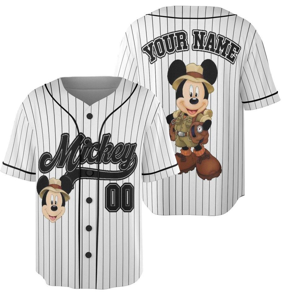 Custom Name Mickey Mouse Safari Baseball Jersey