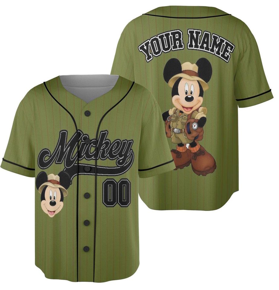 Custom Name Mickey Mouse Safari Baseball Jersey
