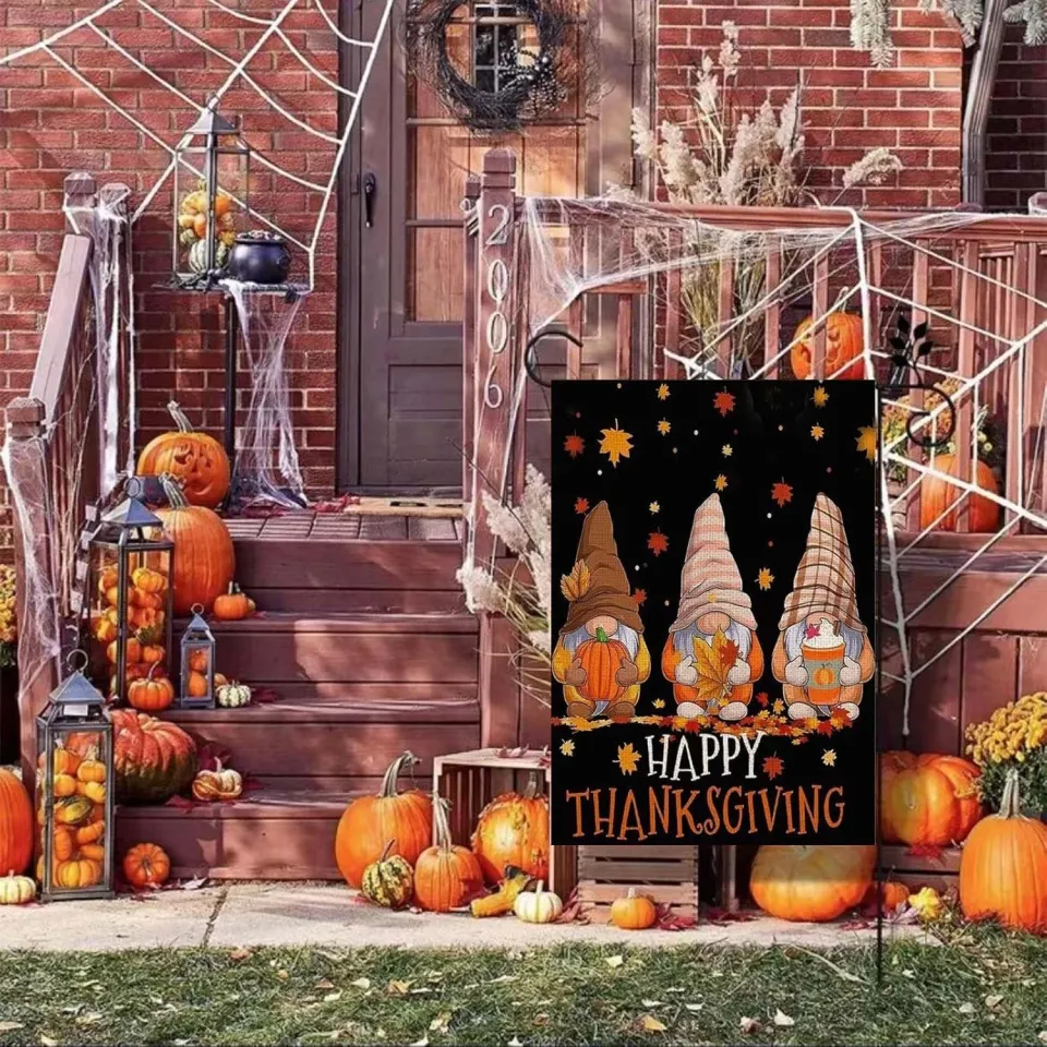 Fall Gnomes Garden Flag Vertical Double-Sided Outdoor Decor