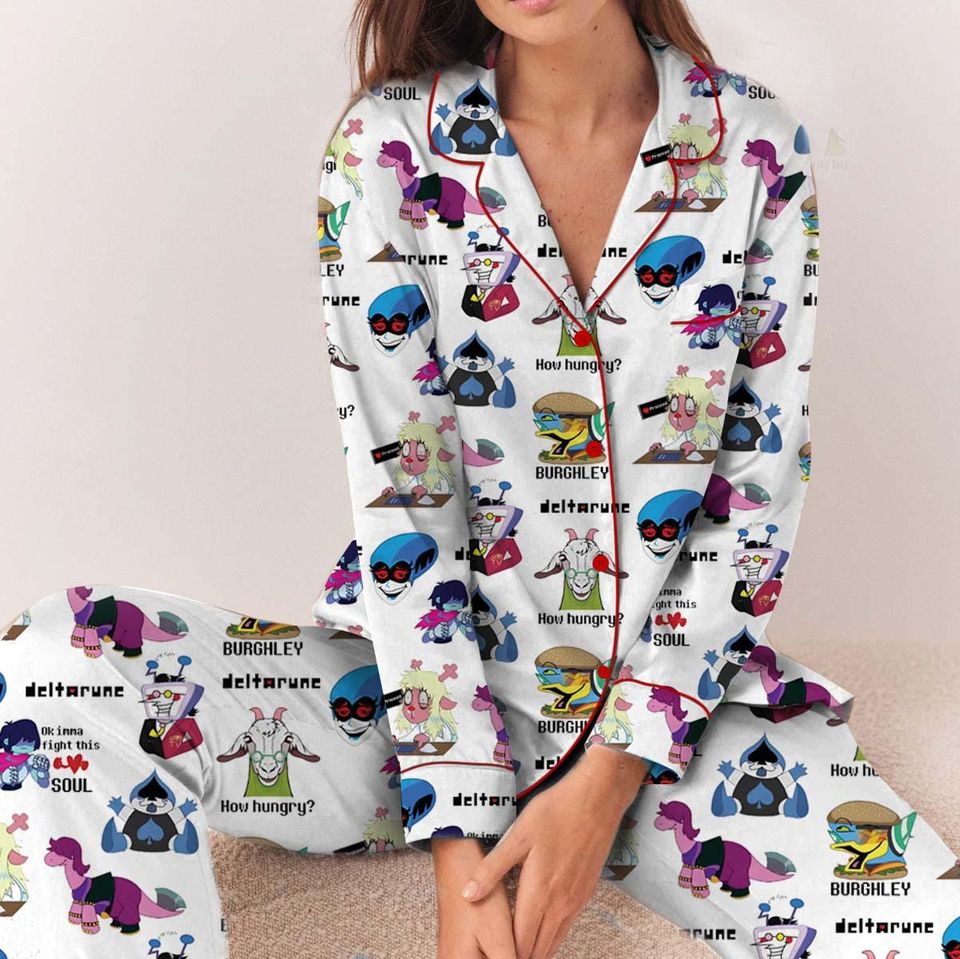 Deltarune Pixel Art Pajama Set with Retro Gaming Tee for Adults