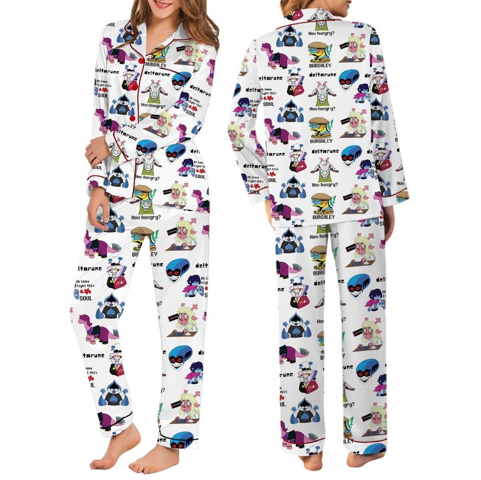 Deltarune Pixel Art Pajama Set with Retro Gaming Tee for Adults