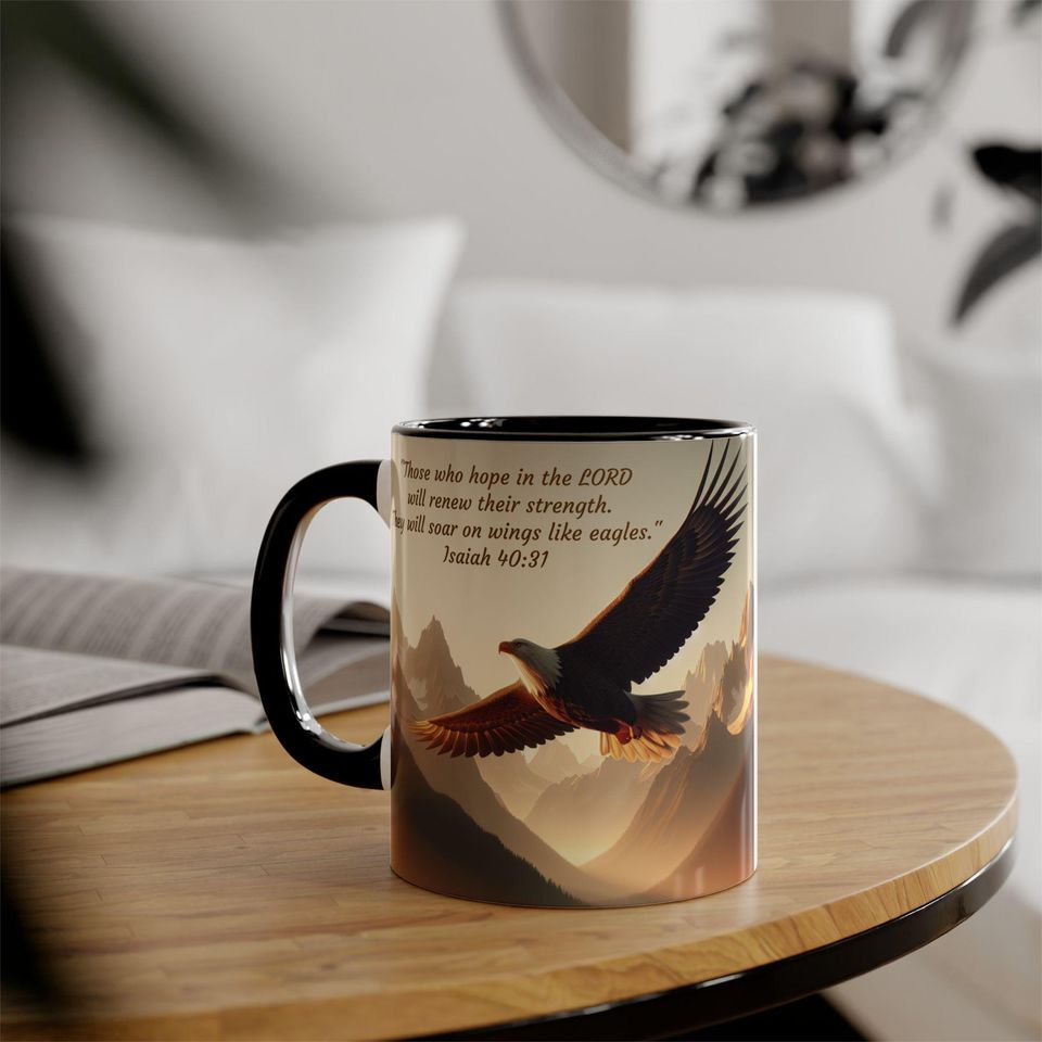 Inspirational Eagle Accent Mug, Motivational Coffee Cup