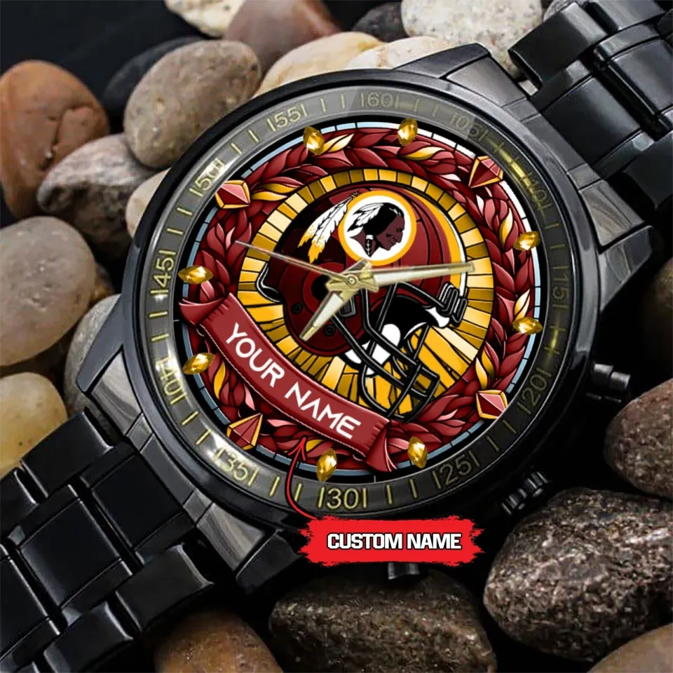 Personalized Washington Football Redskinss Team Black Stainless Steel Watch Gift
