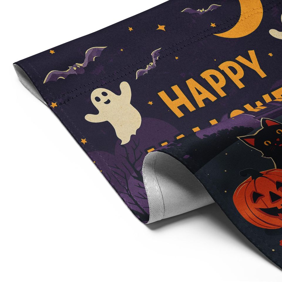 Halloween Garden Flag: Ghosts, Cat, Pumpkins - 12x17 Fall Decor
