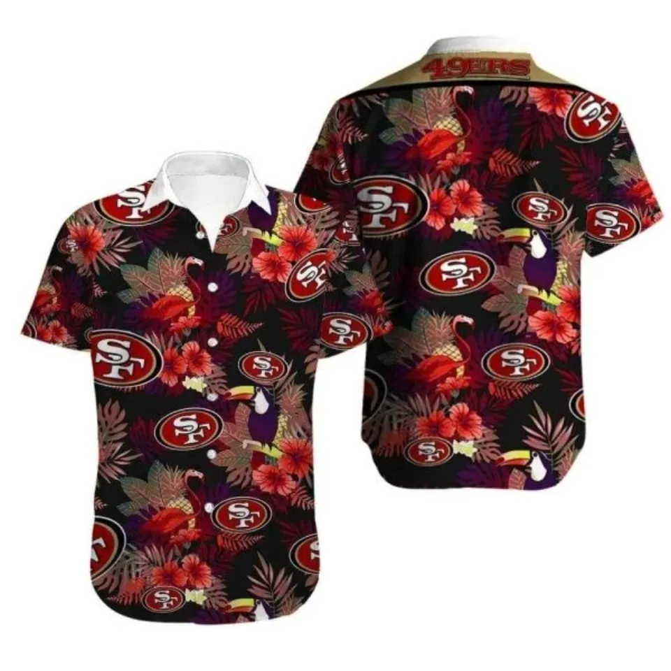 San Francisco Football Hawaiian Shirt Tropical Pattern, Gift for Fan