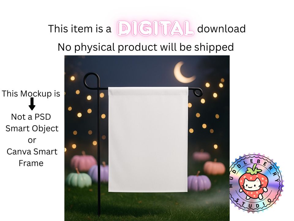 Halloween Garden Flag Mockup: Pastel Pumpkins