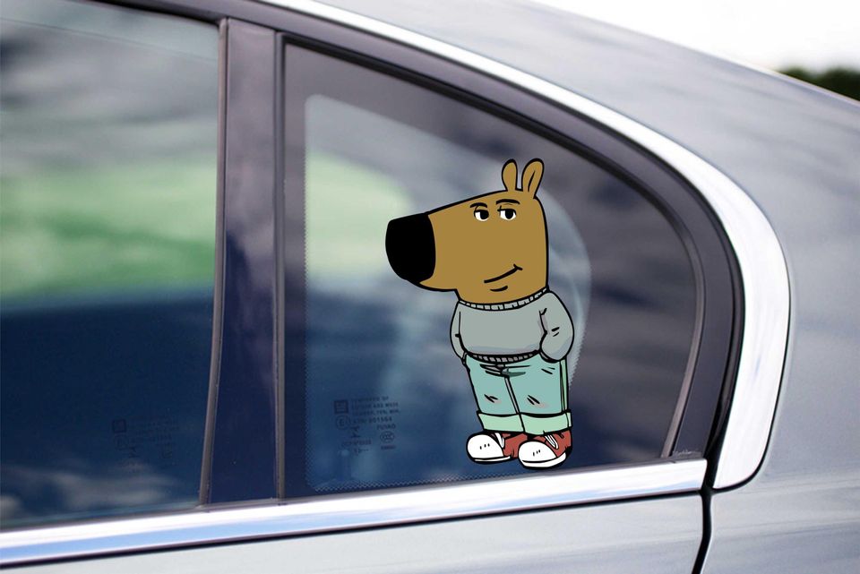 Dog Chill Guy Meme Peek Window Vinyl Decal