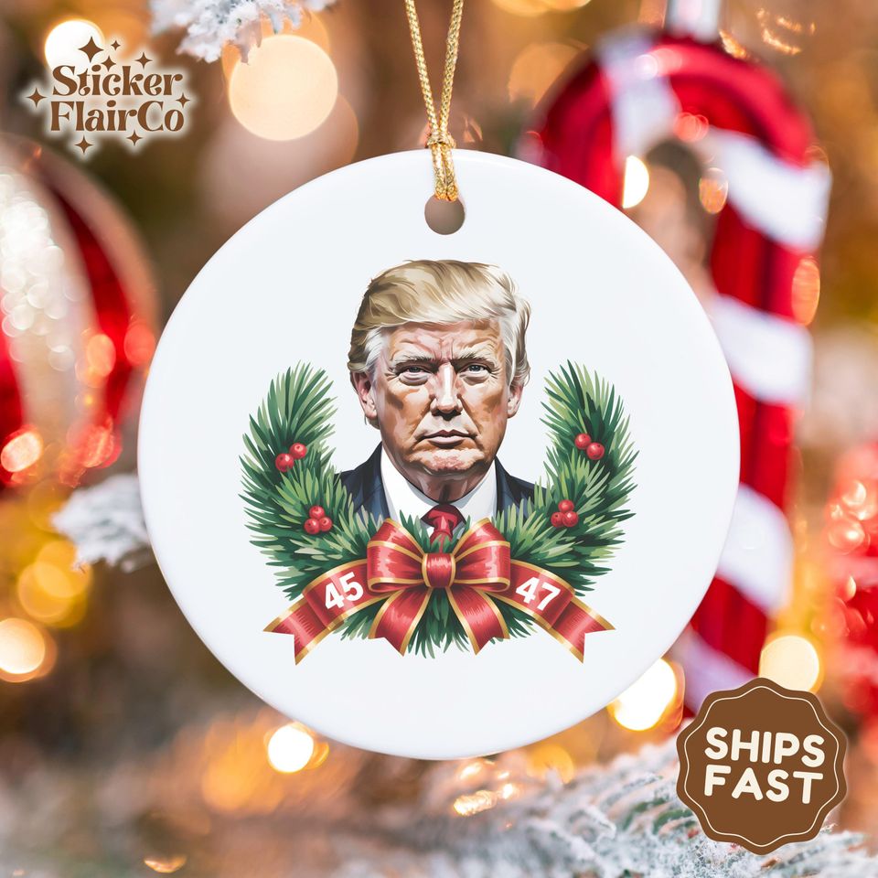 Trump Santa Christmas Ceramic Ornament
