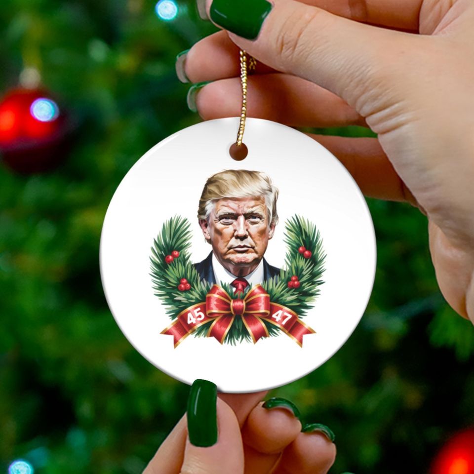 Trump Santa Christmas Ceramic Ornament