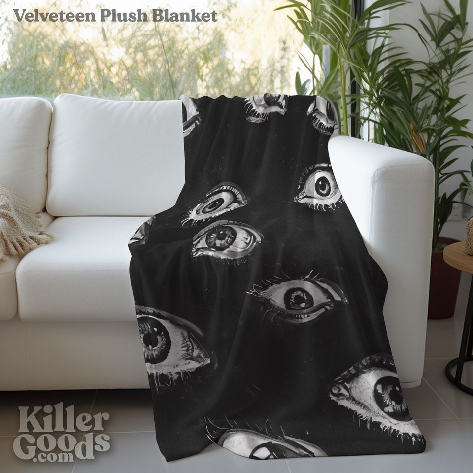 Evil Eye Woven Blanket: Vintage Horror Occult Decor