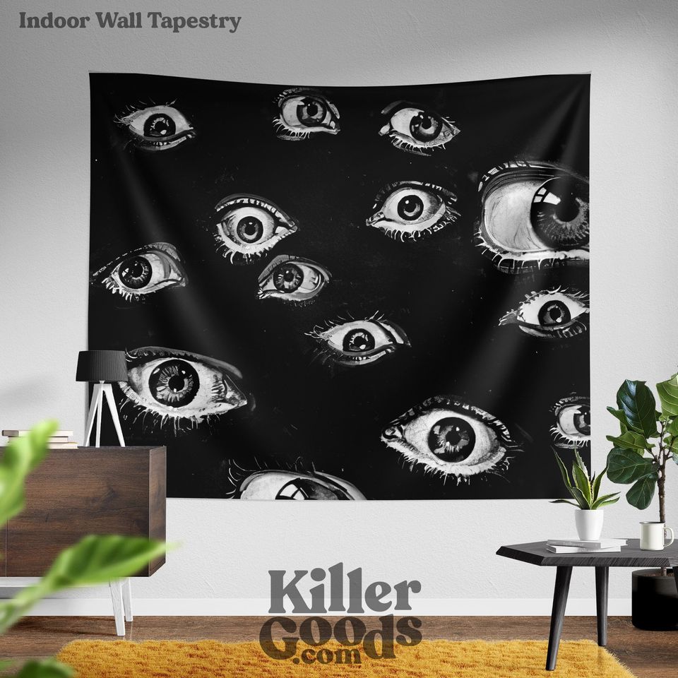Evil Eye Woven Blanket: Vintage Horror Occult Decor