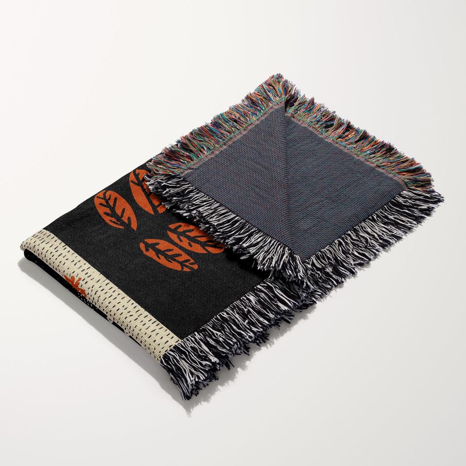 Ghost Forest Woven Blanket: Halloween Cottagecore Tapestry