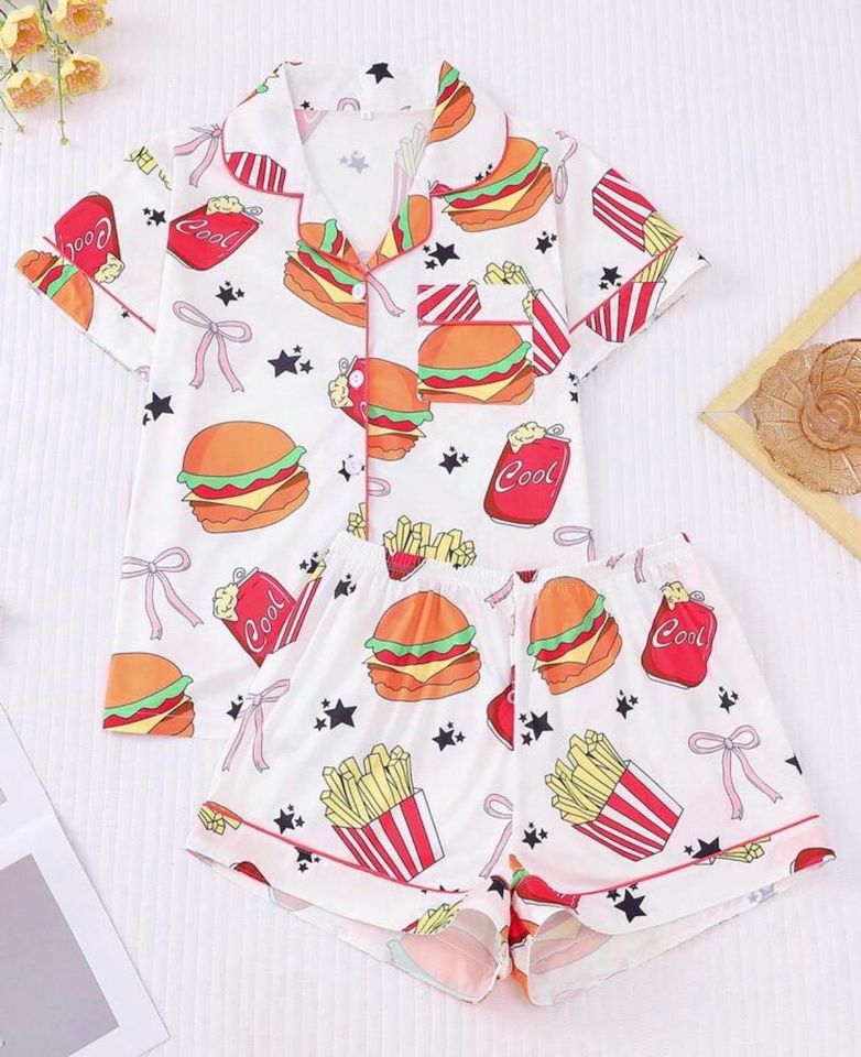 Burger & Fries Short Pajama Set