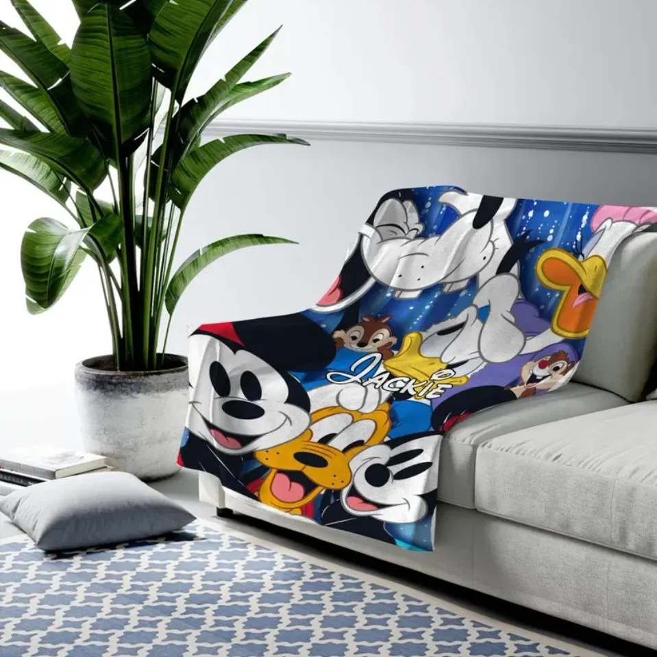 Disney Mickey Mouse And Friends Big Happy Graphics Customize Fleece Blanket