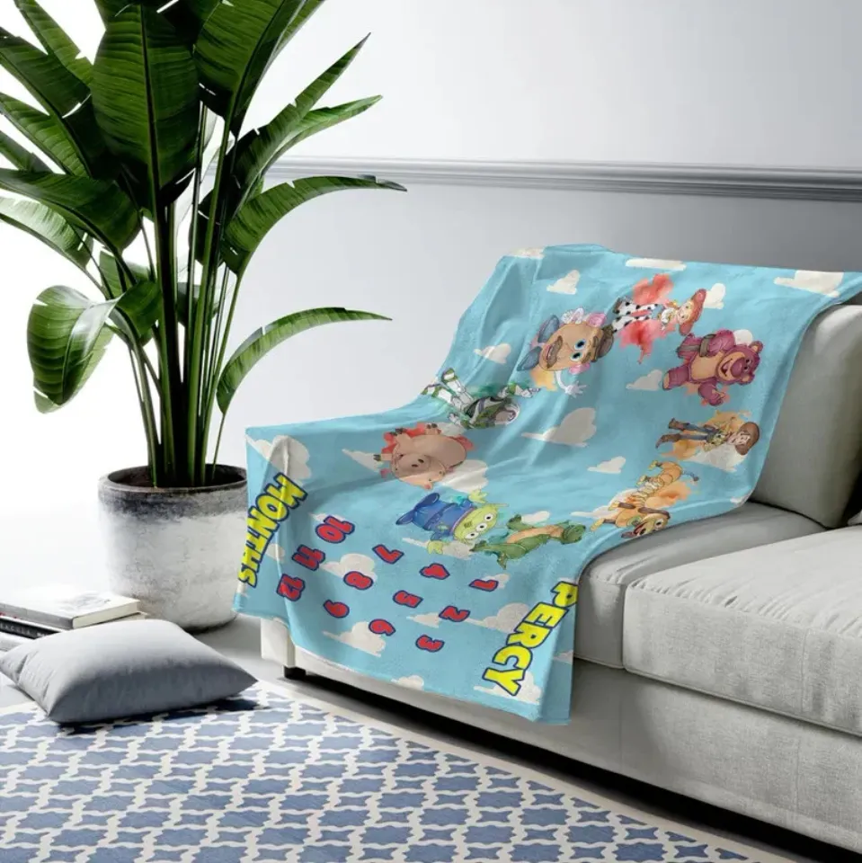 Disney Toy Story Milestone Months Blue Sky Customize Fleece Blanket