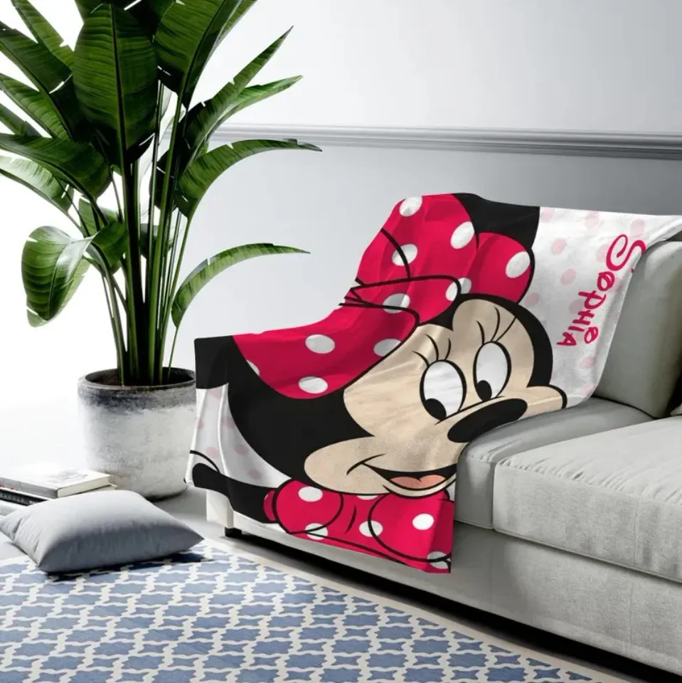 Disney Minnie Mouse Big Graphic Looking Back Customize Fleece Blanket