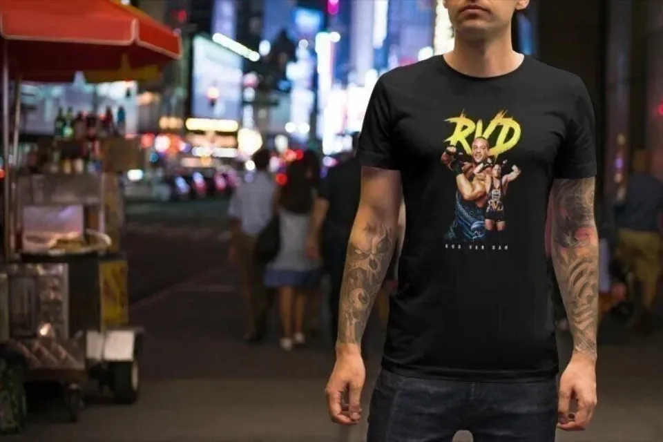 Wrestling Entertainment RVD Rob Van Dam Men's Black T-shirt