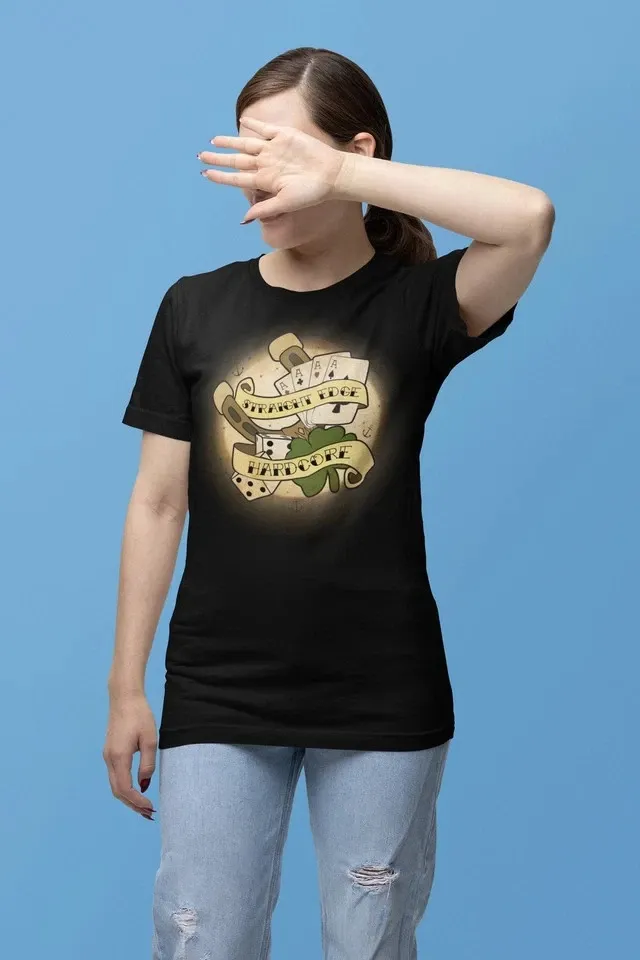 Wrestling Entertainment CM Punk Straight Edge Hardcore Luck Black T-shirt