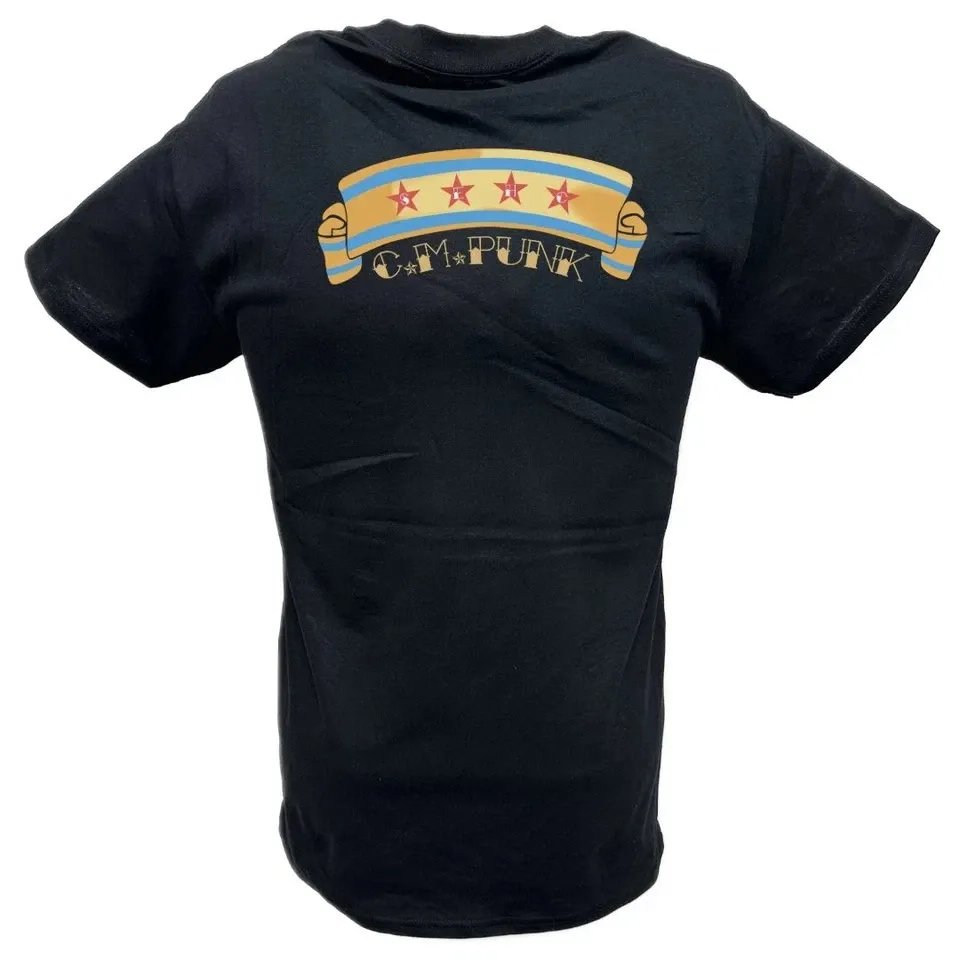 Wrestling Entertainment CM Punk Straight Edge Hardcore Luck Black T-shirt