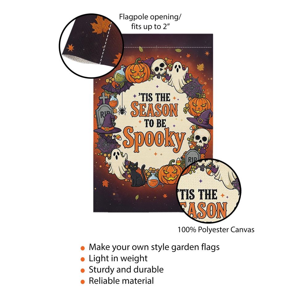 Halloween Garden Flag: Spooky Ghost, Pumpkin, Witch - Fall Yard Decor