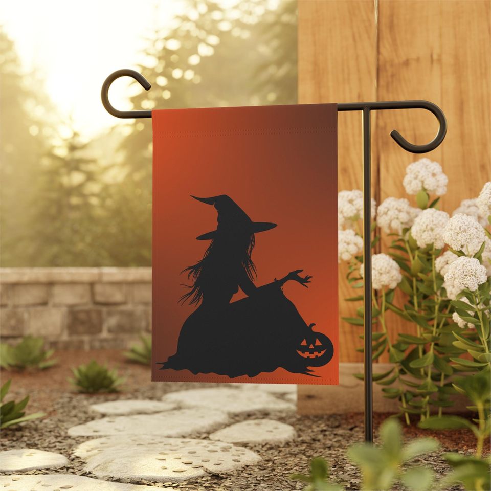 Halloween Garden Flag, Witch Decor, Fall Outdoor Decoration