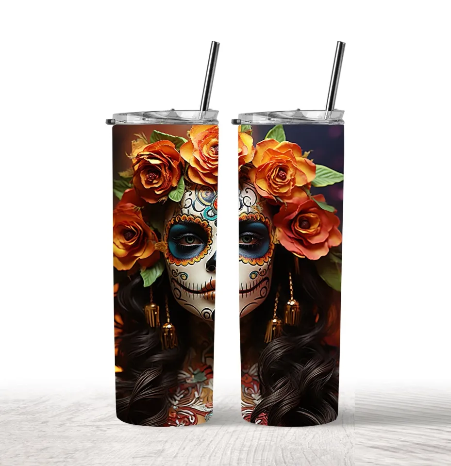 Catrina Halloween 3D sublimation conical tumbler 20 oz.