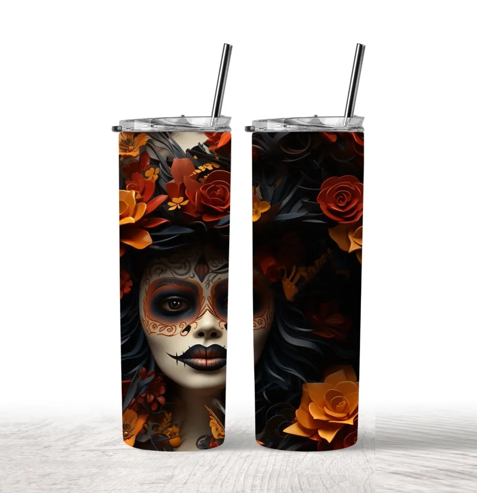 Catrina Halloween 3D sublimation conical tumbler 20 oz.