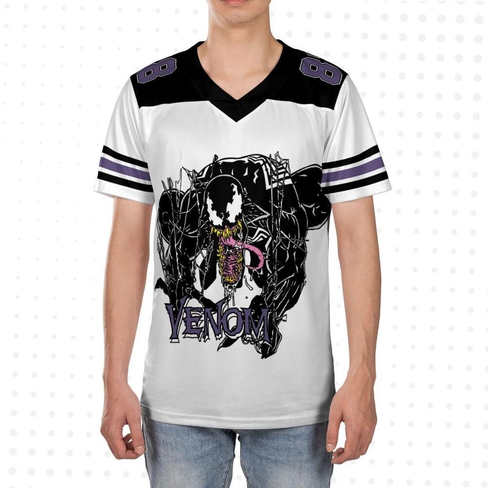 Personalize Marvel Venom Classic, Custom Kids Youth Adult Disney Football Jersey, Gift For Marvel Fan