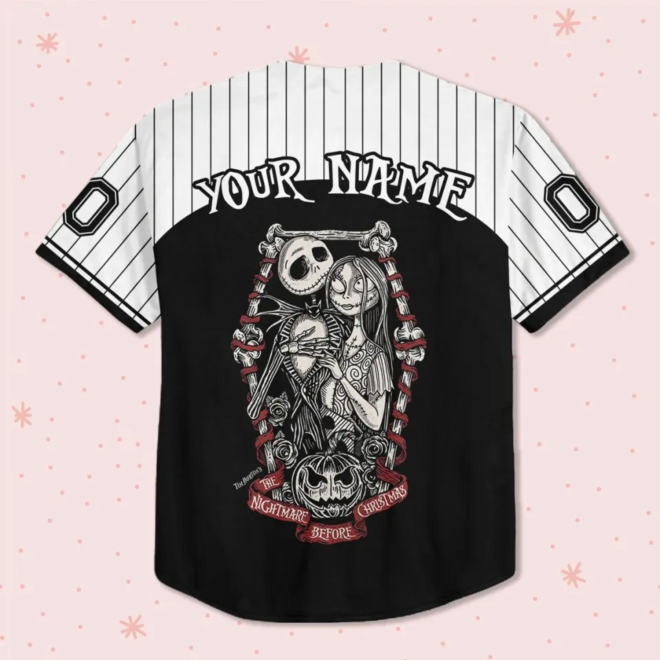 Custom Nightmare Before Christmas Jack and Sally Baseball Jersey Matching Outfit